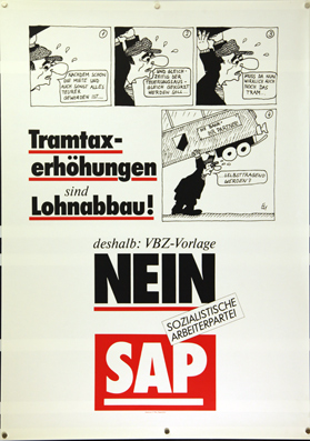 Plakat - Tramtaxerhöhungen sind Lohnabbau