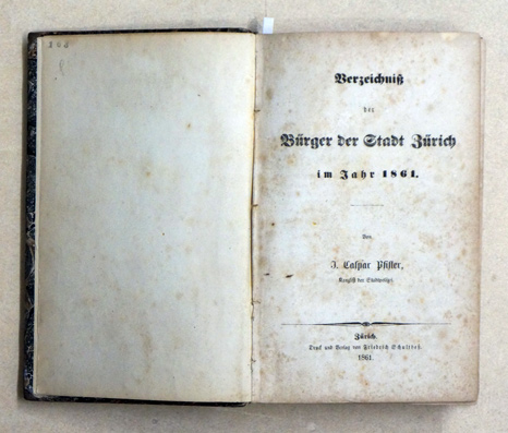 Verzeichnis der Bürger der Stadt Zürich im Jahr 1861
