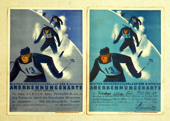 Militär-Skipatrouillenlauf der 6. Division. 1933, 1934 (2 Karten)