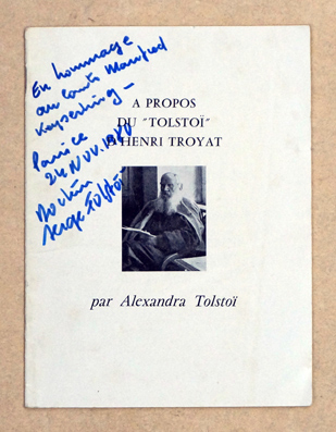 A propos Du « Tolstoi» d’ Henri Troyar