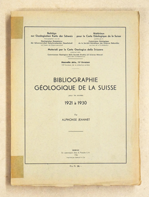 Bibliographie géologique de la Suisse pour les années 1921 à 1930.