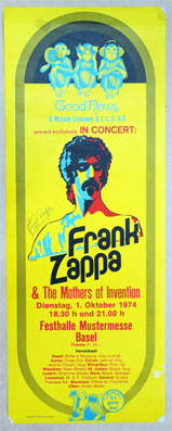 Plakat - Frank Zappa & The Mothers of Invention, Dienstag 1. Oktober 1974, Festhalle Mustermesse.