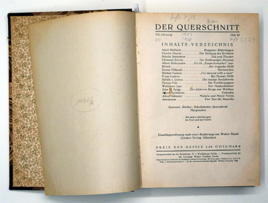 Der Querschnitt - 1927. Hefte 11, 12: 1928: Hefte 1-4 (6 Hefte)
