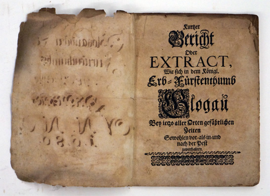 Kurtzer Bericht Oder Extract, Wie sich in dem Königl. Erb-Fürstenthumb Glogau Bey ietzo aller Orten gefährlichen Zeiten Sowohlen vor- als in- und nach der Pest zuverhalten.