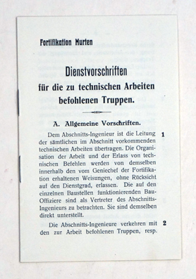 Fortifikation Murten - Dienstvorschriften für die zu technischen Arbeiten befohlene Truppen.