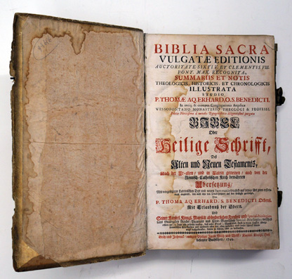 Biblia Sacra vulgatae editionis . oder Heilige Schrifft, Deß Alten und Neuen Testaments, Nach der Ur-alten / und in Latein gemeinen / auch von der Römisch-Catholischen Kirch bewährten Übersetzung
