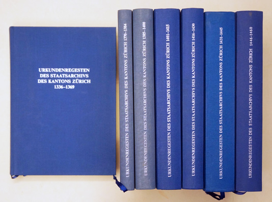 Urkundenregesten des Staatsarchivs des Kantons Zürich 1336 bis 1460. Bde. 1-7. in 7 Bdn.