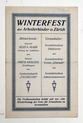 Winterfest der Arbeiterkinder in Zürich, 26.Dezember 1912