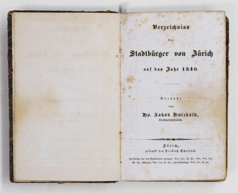 Verzeichniss der Stadtbürgerschaft von Zürich auf das Jahr 1840
