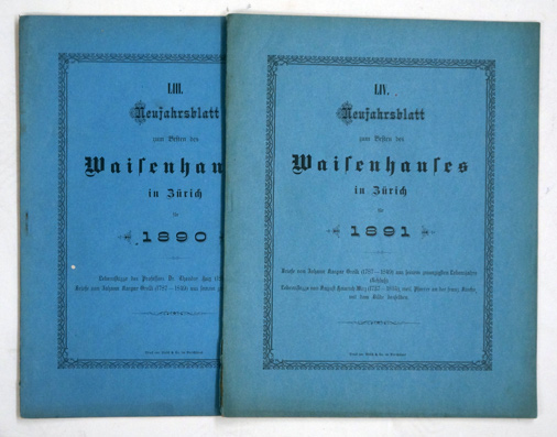 Lebensskizze des Professors Dr. Theodor Hug (1830-1889). Briefe von Johann Kaspar Orelli (1787-1849) aus seinem zwanzigsten Lebensjahre.